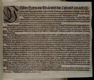 Unsere Herrn die Rhät und die Ein und zwantzig/ haben Erkandt und wollen/ daß in diesen Laidigen gefährlichen Zeitten/ und bey so hoch ersteigertem Werth/ der mehrern Victualien/ hinfüro und biß auff anderwertige derselben verordnung/ die Hochzeit Mahlzeitten anders nicht/ als nachfolgender massen/ sollen gehalten werden .... : Decretum, Samstags den 28. Aprilis, Anno 1627