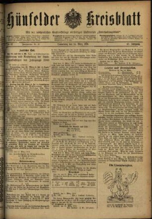 Ausgabe vom Donnerstag, den 14. März 1918.