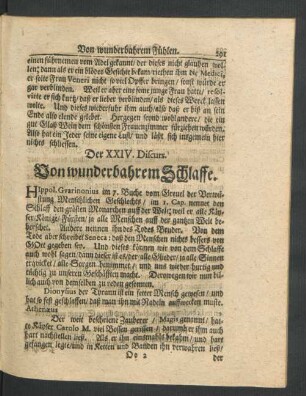 Der XXIV. Discurs. Von wunderbahrem Schlaffe.