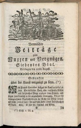 Siebentes Blat, ... den 20ten August