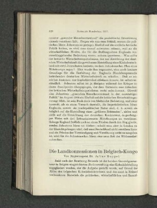 Die Landkonzessionen in Belgisch-Kongo.