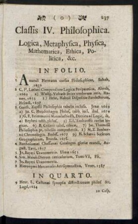 Classis IV. Philosophica