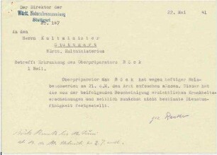 Erkrankung des Oberpräparators Böck