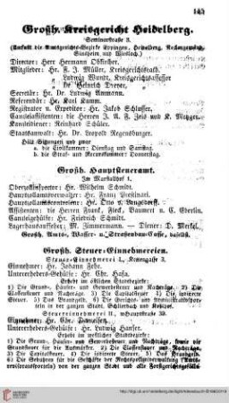 Großh. Kreisgericht, Hauptfeueramt und Steuereinnehmereien