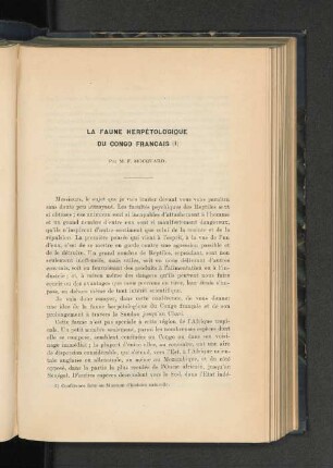 La faune herpetologique du Congo francais