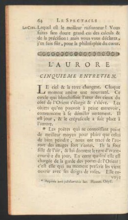 Cinquieme entretien. L'aurore.