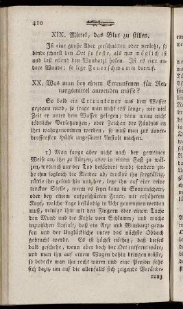 XX. Was man bey einem Ertrunkenen für Rettungsmittel anwenden müsse?