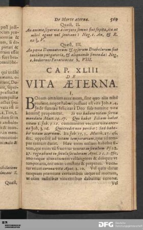 Cap. XLIII De Vita Æterna.