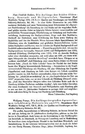 Rothert, Hans Friedrich :: Die Anfänge der Städte Oldenburg, Neustadt und Heiligenhafen, (Quellen und Forschungen zur Geschichte Schleswig-Holsteins, 59) : Neumünster, Wachholtz, 1970