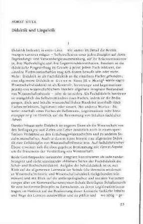 Didaktik und Linguistik