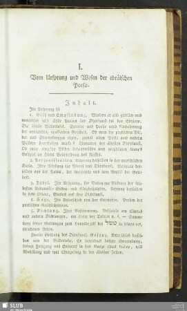 I. Vom Ursprung und Wesen der ebräischen Poesie