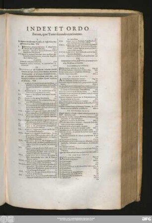 Index Et Ordo Eorum, quae Tomo secundo continentur.