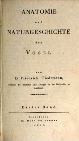 Anatomie und Naturgeschichte der Vögel. 1