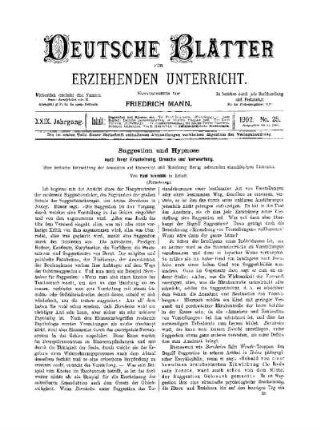 Suggestion und Hypnose : nach ihrer Erscheinung, Ursache und Verwertung ; (Fortsetzung)