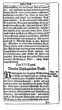 Das XVI. Capitel. Von der Anfänglichen Busse.