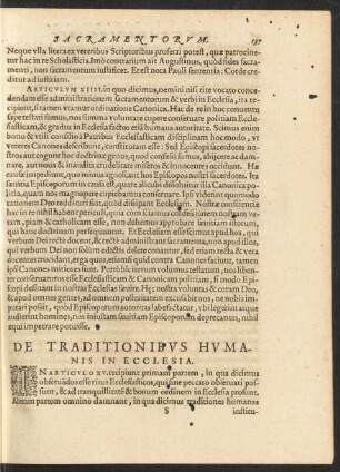 De Traditionibus Humanis In Ecclesia.