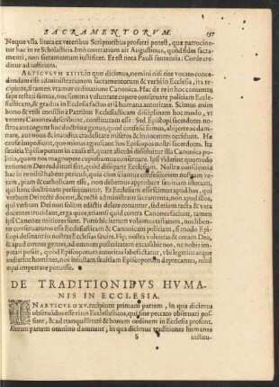 De Traditionibus Humanis In Ecclesia.