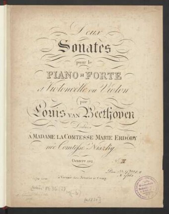 No. 2: Deux Sonates pour le Piano-Forte et Violoncelle ou Violon Oeuvre 102