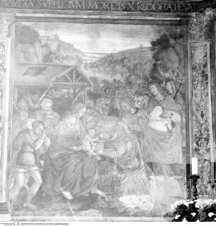Szenen aus dem Marienleben, Linkes Bildfeld: Anbetung der Könige und der Hirten