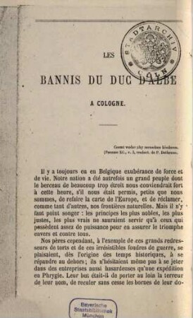 Les bannis du duc d'Âlbe à Cologne