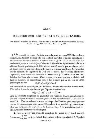 Paper XXXV. Mémoire sur les Équations Modulaires.