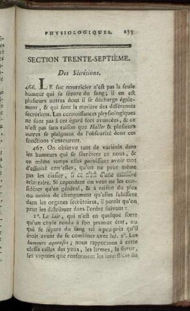 Section Trente-Septième. Des Sécrétions