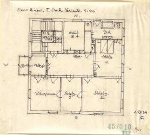 Fischer, Theodor; Bamberg; Haus Dr. Ament - Grundriss 1. OG