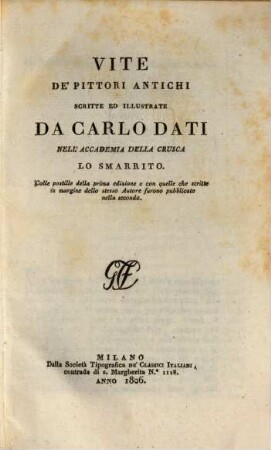 Vite de'Pittori antichi