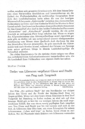 Detlev von Liliencron verpflanzt Glanz und Pracht von Prag nach Tangstedt