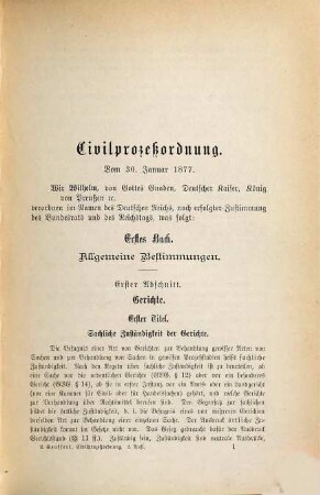 Die Civilprozeßordnung für das Deutsche Reich nebst dem Einführungsgesetze vom 30. Januar 1877, 1