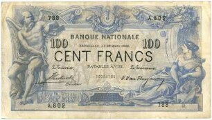 Geldschein, 100 Francs (FRF), 29.3.1902