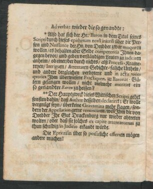 Ad verba : wieder die so genandte: ...