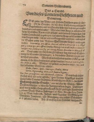 Das 4. Capitel. Von dieses Cometen Gefehrten und Bedeutung.