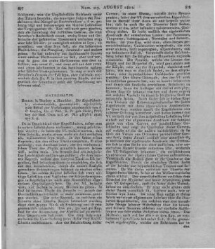 Grüson, J. P.: Die Kegelschnitte, elementarisch, geometrisch, algebraisch zum Behuf der Vorlesungen abgehandelt. Berlin: Dunker & Humblot 1820