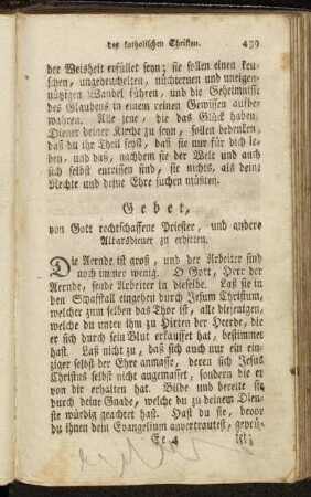 Gebet, von Gott rechtschaffene Priester, und andere Alarsdiener zu erbitten. - Gebet in den Tagen der Drangsal.
