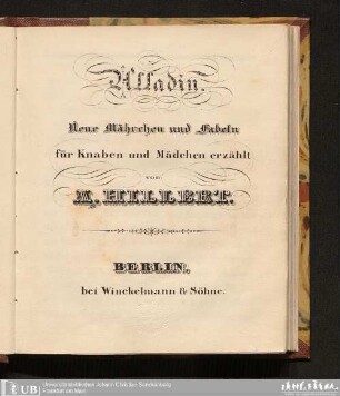 Alladin : neue Mährchen und Fabeln für Knaben und Mädchen