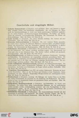 Geschnitzte und eingelegte Möbel (Nr. 1-149)