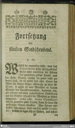 Fortsetzung des fünften Sendschreibens