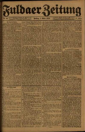 Ausgabe vom Freitag, den 05. März 1920.