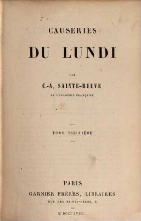 Causeries du lundi, 13