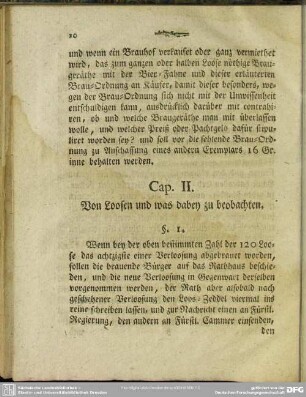 Cap. II. Von Loosen und was dabey zu beobachten