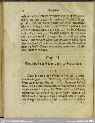 Cap. II. Von Loosen und was dabey zu beobachten