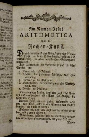 Arithmetica oder die Rechen-Kunst