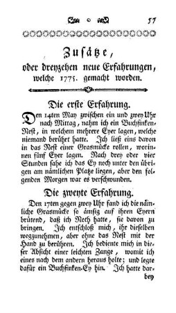 Zusätze, oder dreyzehen neue Erfahrungen, welche 1775. gemacht worden.