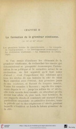 Chapitre II: La formation de la grandeur vénitienne (du VIe au XIe siècle)
