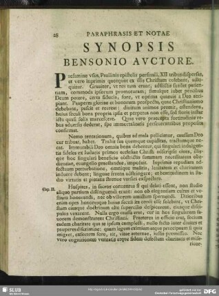 Synopsis Bensonio Auctore
