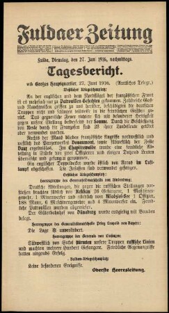 Ausgabe vom Dienstag, den 27. Juni 1916.