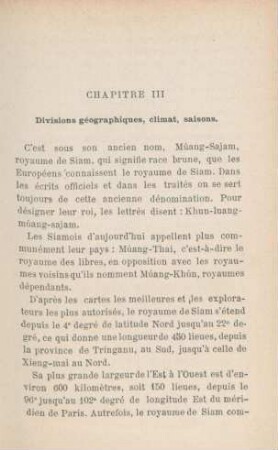 Chapitre III. Divisions géographiques, climat, saisons