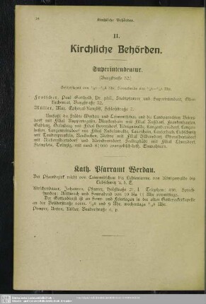 II. Behördenverzeichnis : II. Kirchliche Behörden