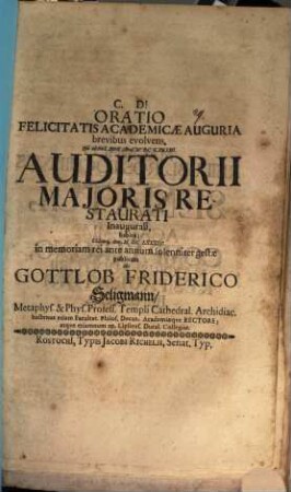 Oratio felicitatis academicae auguria brevibus evolvens